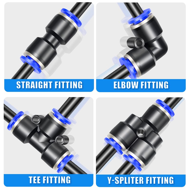 ERGAOBOY Black 10M Polyurethane PU Air Hose Pipe Kit, 8mm