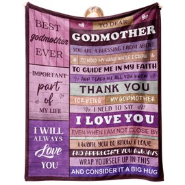 CheriGift Godmother Gifts, Mothers Day/Birthday Gifts for Godmother - Purple Flannel Throw Blanket - God Mother Presents for Mothers Day, Birthday, Christmas