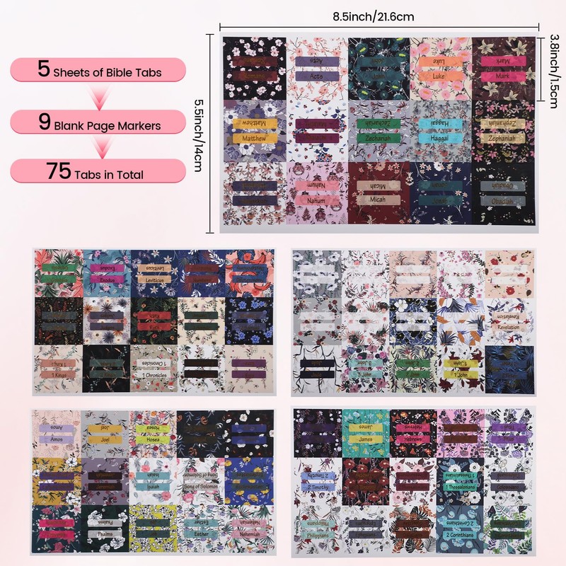 Bible Tabs for Women, 75 Pcs Bible Tabs for Study
