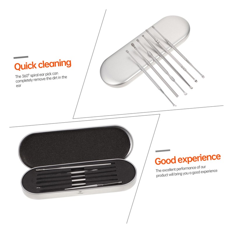 Healeved 1set Comfortable Ear Picks Stainless Steel Ear Wax Removal