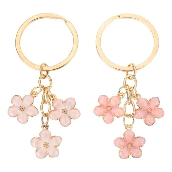 GOEDEKE Cute keychain for women，2pcs Flower keychain, Car pendant, Bag