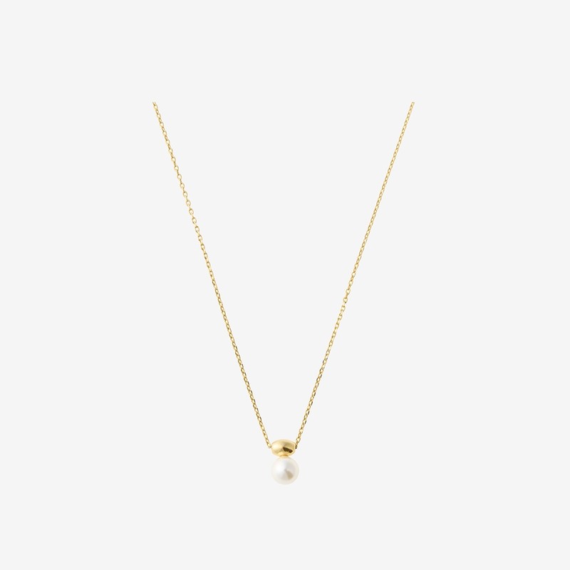 Gold&Deer 14KGP Mellow Pebble Pearl Necklace White Gold / 골드앤디어