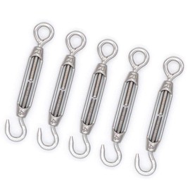 eoocvt 5pcs M4 Stainless Steel 304 Turnbuckle Wire Rope Tension (Hook & Eye)
