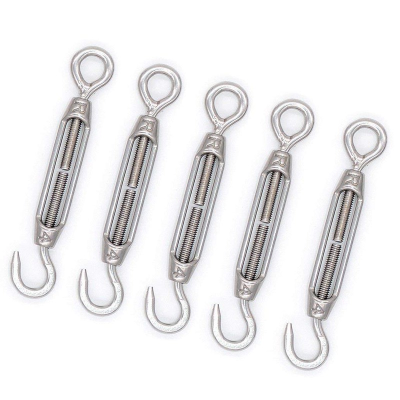 eoocvt 5pcs M4 Stainless Steel 304 Turnbuckle Wire Rope Tension
