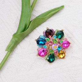 Chaoyite Flower Shape Crystal Cocktail Stretch Ring Party Prom Floral Statement Elastic Ring for Women