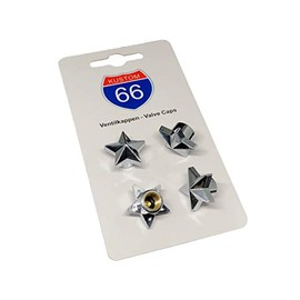 Set of 4 Valve Caps Star Silver for Car and Motorcycle