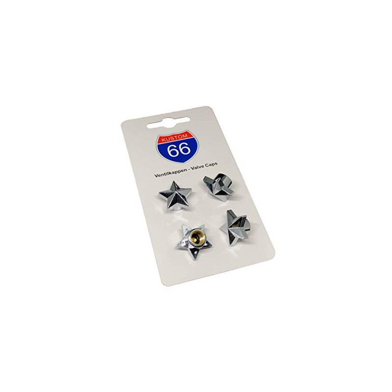 Set of 4 Valve Caps Star Silver for Car and
