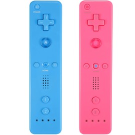Yosikr Wireless Remote Controller for Wii Wii U, No Motion Plus - 2 Packs Pink and Blue
