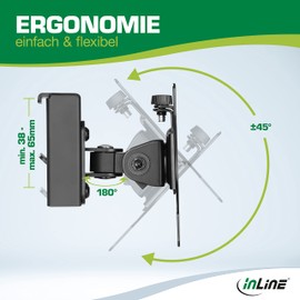 Inline Slatwall 23183A Short Monitor Arm for 13-27 Inch Monitors, VESA 75/100 mm, Screen Mount Black, 1 Monitor