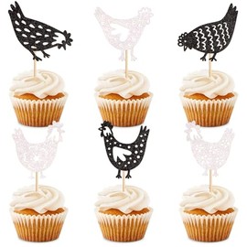 30PCS Chicken Cupcake Toppers Baby Shower Birthday Party Decorations Farm Animals Baby Shower Decorations Supplies Bbay Theme Baby Girl Boy Party Decorations (chicken 2)