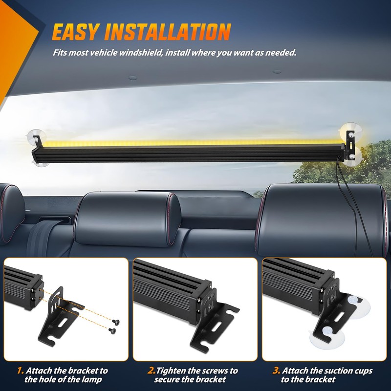 Nilight 144LED Traffic Advisor Strobe Light Bar with Controller Amber