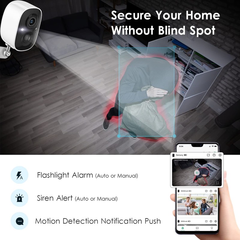 GMK Security Camera Wireless Outdoor, 2K Color Night Vision AI