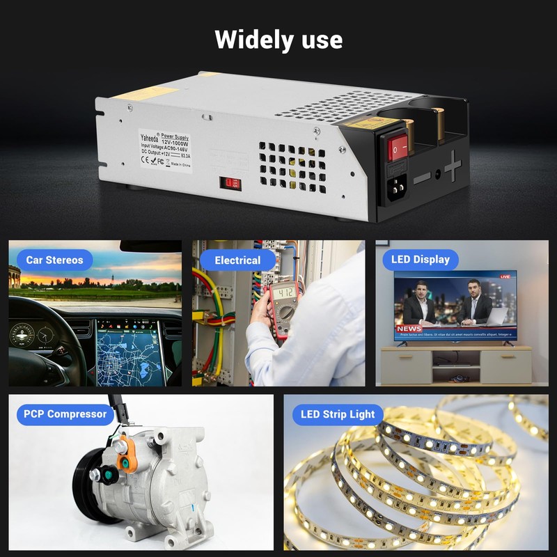 Yaheeda 1000W Converter, 110V AC to 12V DC Converter Power