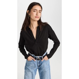 Frank & Eileen Women's Popover Henley Tee, Black, M