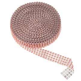 10 Yard Acrylic Rhinestone Diamond Ribbon for Wedding Cakes, Birthday Decorations, Baby Shower Events and Arts and Crafts Projects (Rose Gold,4 Row)