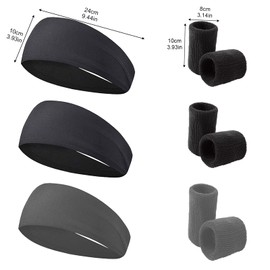 DALAETUS 9 Pcs Sports Headband Set, Breathable Sweatband with Wristbands, Non-Slip Guys Sweatband, Performance Stretch Headband for Men Women, Workout, Exercise, Gym, Cycling, Running