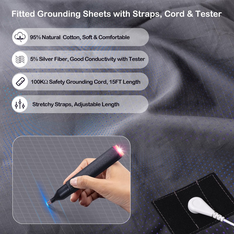 Twinmoon Grounding Sheets: Queen Size Grounding Fitted Sheets with Adjustable