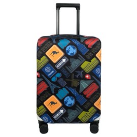 Explore Land Travel Luggage Cover Suitcase Protector Fits 27-30 Inch Luggage (Bon Voyage, L)