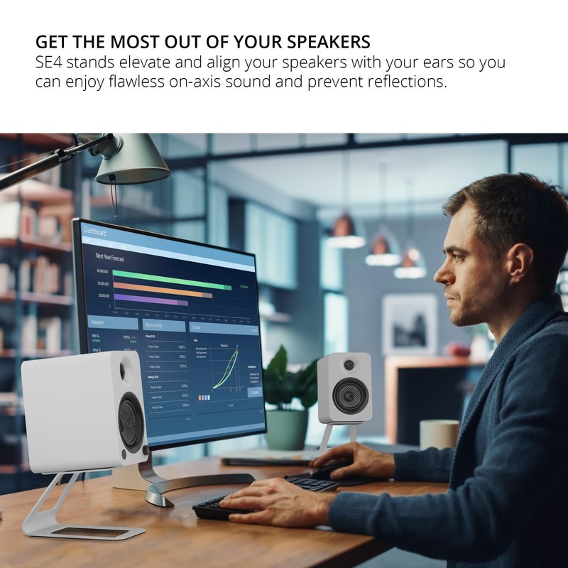 Kanto SE4 Elevated Desktop Speaker Stands for Medium Bookshelf Speakers