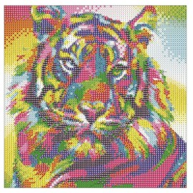 MISHBAY Diamond Painting Animals - 30 x 30 cm Diamond Painting Adults - Diamond Painting Pictures Tiger - DIY 5D Set Wall Decor Diamond Embroidery