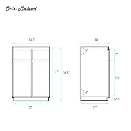 Swiss Madison St. Tropez 24" Freestanding Bathroom Vanity Cabinet Without Top in Brown Oak