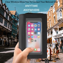 LITOON Cross Body Bags with Touchscreen Cell Phone Purse Window ZipperPocket, RFID Blocking Card Holder for Women (Horizontal - Black)