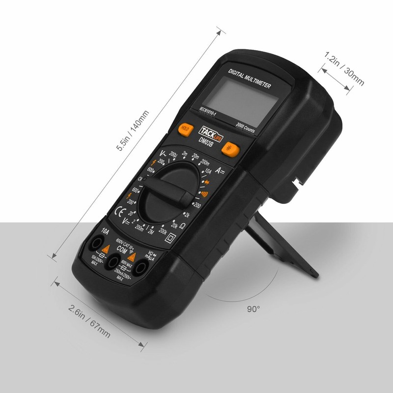 TACKLIFE Multimeter, DM03B Electrical Tester 2000 Counts Manual-Ranging Amp Volt