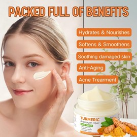 Fengyang®Turmeric Face Cream,Anti Aging Cream,Face Moisturiser,Brightening Face Cream for Skin,Natural Turmeric Cream Skin Care,Vitamin C Moisturiser for Face, Reduce Fine Lines, Even Skin Tone