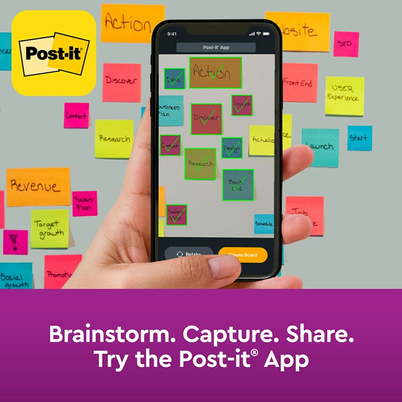 Post-it Super Sticky Notes, 3x3 in, 3 Pads, 2x the