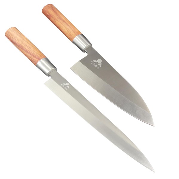 Nissho Knife Set, Sashimi Knife 240, Deba Knife 180, 2-Piece Set, Japanese Knife, Right Handed, Fishy Knife, Seafood