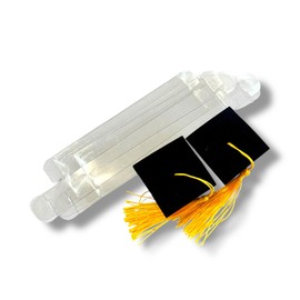 Graduation Party Supplies Set, Sweetie Containers with 2 Mini Hats, Gold Fringe, 2 Pack