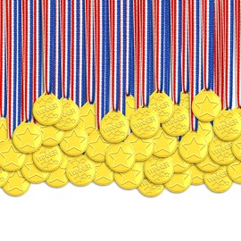 100 Pieces Medals for Children Winners Plastic Medals Awards for School Sport Day or Mini Olympics Event