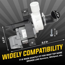 Seentech W10536347 Washer Drain Pump with 3 Mounting Screws Exact for Whirlpool Kenmore Maytag Washer Replaces W10217134, W10049390, 2392433, 8542672, PS5136124, W10155921, AP5650269
