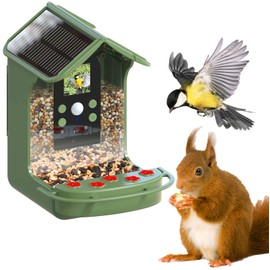 EASYPIX BirdyCam Solar Power Bird Feeder with Camera, Automatic HD Video and Photo Shooting Bird Feeder for Garden