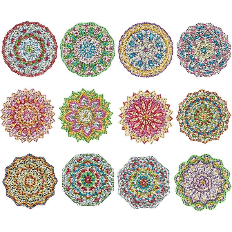 Ideen mit Herz 12 Diamond Painting Coasters with Metal Stand