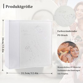 Miaikoe Photo Album 10 x 15 600 Photos Slip In, Extra Large Capacity Leather Cover Picture Albums Holds 600 Horizontal and Vertical 10 x 15 cm Landscape Photos for Wedding Family (White)