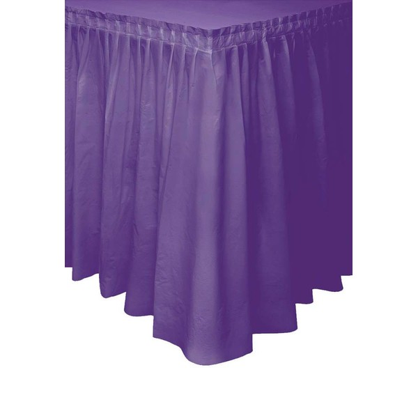 Unique Industries Deep, Plastic Table Skirt, Party Supplies-Dark Purple, 29 Inches x 14 Feet, 29" x 14ft, Multicolor