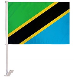 (2 Pack) Tanzania Country Car Window Vehicle 12x18 12"x18" Flag