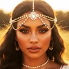 GORAIS Rhinestone Head Chain Gold Crystal Headpiece Egyptian Costume Headband