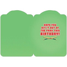 Paper House Baseball on Green Die Cut Foil Sports Birthday Card for Kids