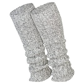 1 Pair of Women's Warm Leg Warmers in Wool Knitted, Silver Blend