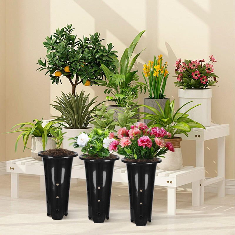 tchrules 15pcs Plastic Deep Plant Nursery Pots,8.66”Tall Tree Pots,Black Deep