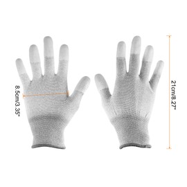 HARFINGTON 6 Pairs ESD Anti Static Gloves 21cm Thickened High Resistance Carbon Fiber Computer Gloves for PC Computer Electronics Installation and Repair(Large), Grey