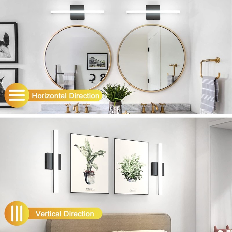 Combuh LED Bathroom Vanity Light Bar, 16 Inch 9W Black