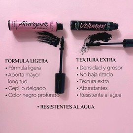 AVELINA COSMETICS - Iconic Dúo. Máscara de pestañas waterproof Volúmen Intenso y Alargado Extremo. Diseñado para alargar tus pestañas al máximo.      