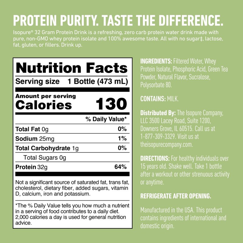 Isopure Zero Carb 32g Clear Protein Ready-to-Drink, Whey Protein Isolate,