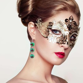 Mardi Gras Earrings for Women Mardi Gras Beaded Earrings Long Dangle Earring Carnival Parade Jewelry Mardi Gras Accessories (Green)