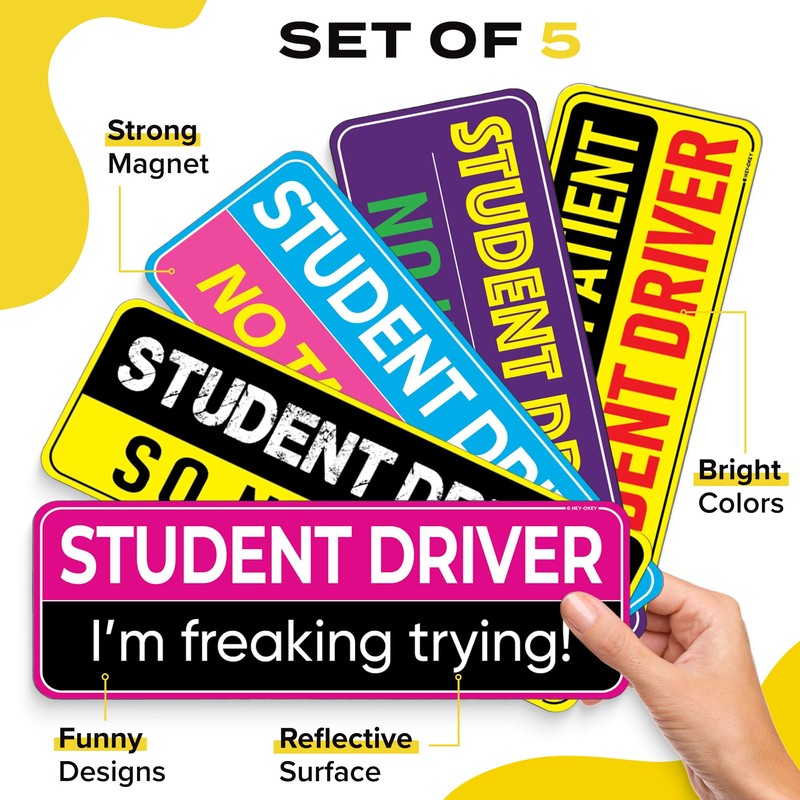 5-Pack HEY-OKEY Student Driver Magnet for Car – Funny &