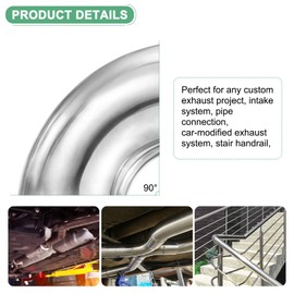 M METERXITY 2-Pack OD 3 Inch 90 Degree Mandrel Bend Elbow, Thicken 1.5 mm 304 Stainless Steel Exhaust Elbow Pipe for Car Modified Exhaust System, Stair Handrail Bend, Height 115 mm