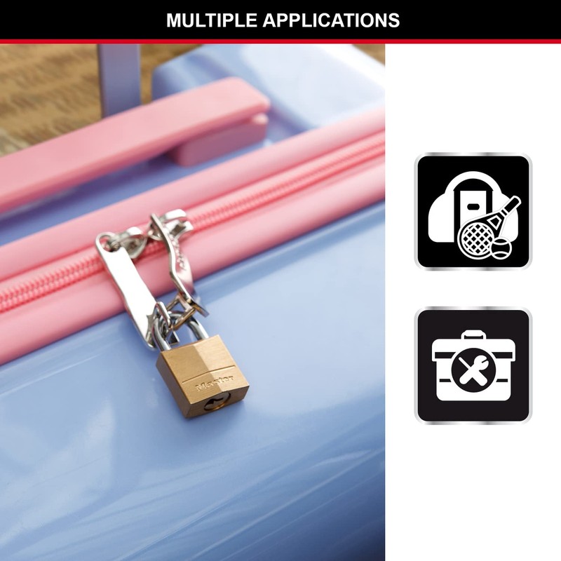 Master Lock 120EURD Small Key Padlock with Brass Body, Gold,